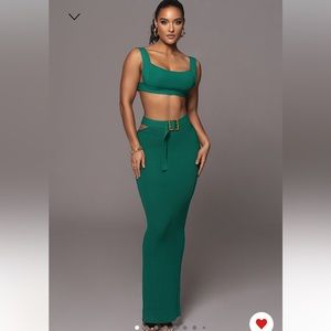 JLUXLABEL “Emerald Nikole Ribbed Skirt Set”